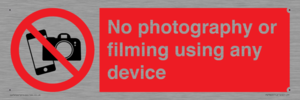 No photography or filming using any device